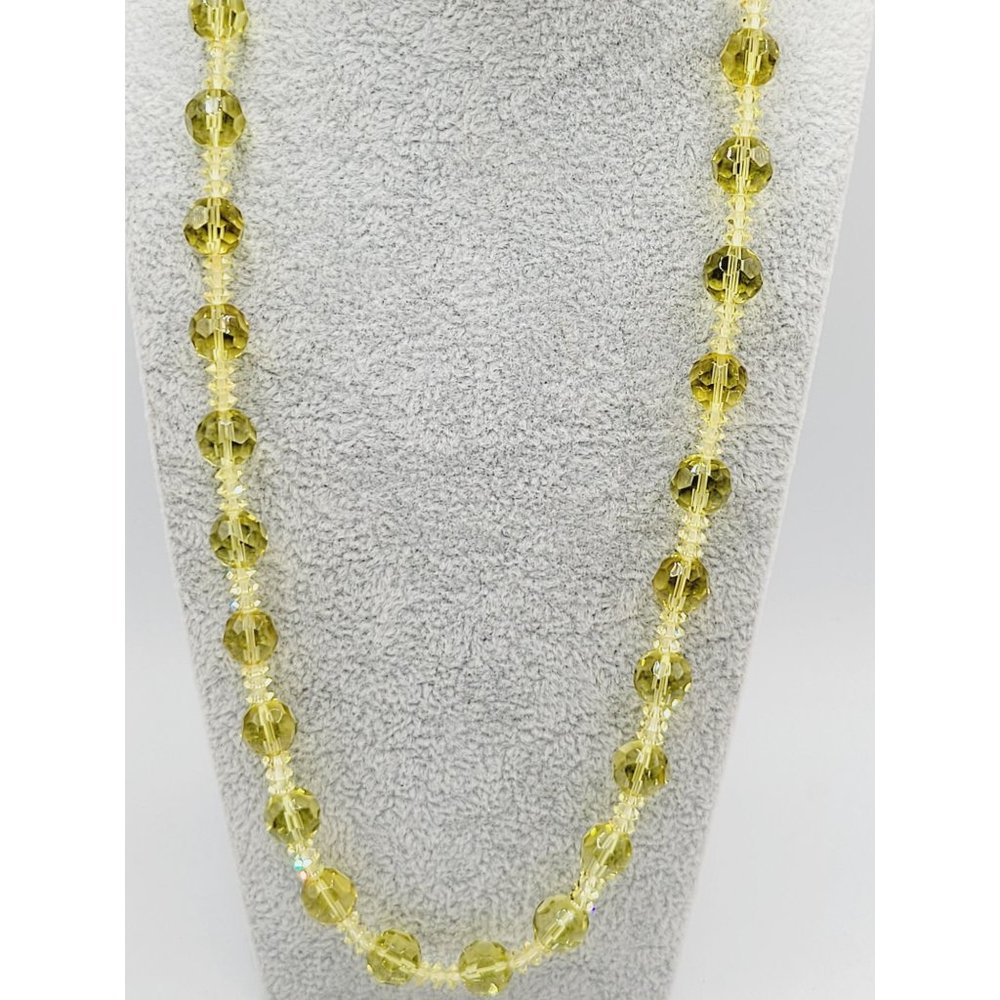 Art Deco Jonquil Yellow Faceted Crystal Necklace (A261)